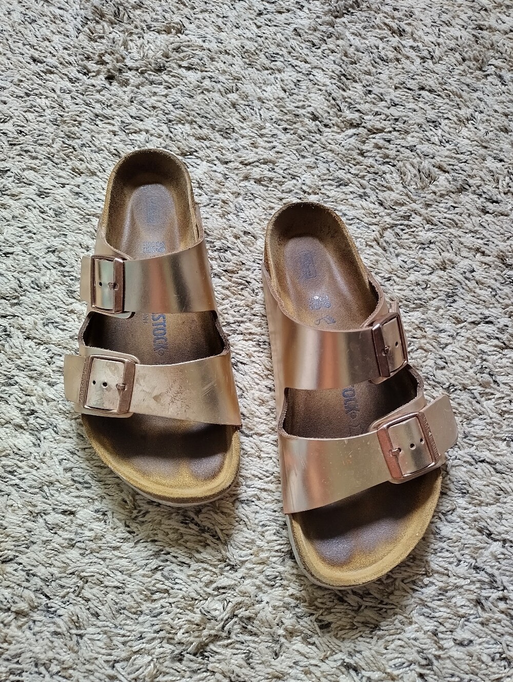 Birkenstock Rose Gold Metallic Arizona Sandals Sz 39/8